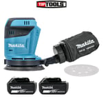 Makita DBO180Z 18V Li-ion Random Orbit Sander Body With 2 x 5Ah Batteries