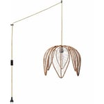 Suspension en rotin 'Bintan' en forme de fleur avec interrupteur - Corde boho chic