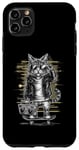 Coque pour iPhone 11 Pro Max Casque de skateboard motif chat rétro vintage urbain streetwear