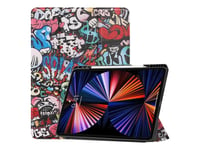 Coreparts - Vikbart Fodral För Surfplatta - Tri-Fold Caster, Built-In S Pen Holder, Auto-Wake Function - Termoplastisk Polyuretan (Tpu) - Grafitti - 12.9" - För Apple 12.9-Inch Ipad Pro (5:E Generation)