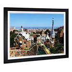 Big Box Art Framed Print of PARC Guell Gaudi Barcelona Spain Design | Wall Art Picture | Home Decor for Kitchen, Living Room, Bedroom, Hallway, Black, A2 / 24.5x18 Inch / 62x45cm