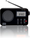 Radio -Ab1904-Fmbl/Am-Radio Portable De Bureau,Ecran Lcd Avec Lumiere,Antenne,Haut-Parleur,4 Piles Aa,Câble Dc5V,Couleur Noire(Fonction Radio Reveil)