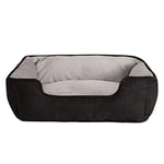 lionto Panier Chien 2-en-1 lit Chien Coussin réversible, (M) 80x60 cm Noir/Gris