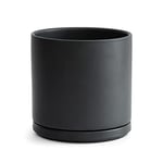 D'vine Dev Pot de Fleurs Rond en céramique avec Trou de Drainage et Soucoupe pour intérieur, 20,3 cm, Noir, 94-O-M-2