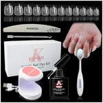 Kit Pose Americaine Ongles, 552 Pcs Capsules Ongles Ballerine Court, Portable Lampe UV Ongle et Colle Faux Ongles Cercueil Capsule Americaine Ongle, Lampe UV Ongles Gel Pose Americaine Kit Manucure