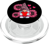 Cute Pink Gnome Sunflower Valentines Day PopSockets PopGrip for MagSafe