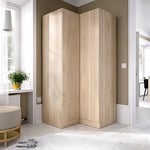 Dmora - Garde-Robe 2 Portes Elgon, Armoire d'angle pour Chambre à Coucher, Armoire d'angle, 91x93h184 cm, 91x93h184 cm, Chêne