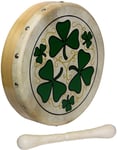 Glenluce MINI BODHRAN with tipper. 8 inch Irish drum with Clover design.