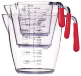 3 Piece Red Acrylic Measuring Jug Set