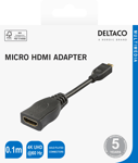 DELTACO HDMI - micro HDMI adapter, 4K UHD 30Hz, 0.1m, black