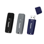 Espeon Lot de 3 Clé USB, 32 Go USB 2.0 Flash Drive, PenDrive, couleurs business: noir, gris, bleu