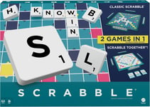 Scrabble Board Game, Family Word Game with Two Ways to Play, Includes 50 Goal Ca