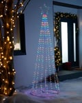 WeRChristmas Pre-Lit Waterfall Christmas Tree, 624 Rainbow LED Lights, White, 7 ft / 2.1 m