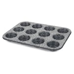 Salter BW07036BRMFOB Megastone Carbon Steel 12 Cup Muffin Pan, plateau de cuisson, étain à gâteau, revêtement antiadhésif, PFOA-Free, Four Safe, Bakeware longue durée, Strong & Durable