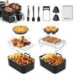 Air Fryer Accessories, 17 Pcs for Ninja Foodi AF300UK, AF400UK & Other 7.6L-9.5L Dual Zone Air Fryers, Including Silicone Air Fryer Liners, Grill, Glove, Spatula, Brush, Silicone Tong Egg Bites Etc