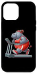 Coque pour iPhone 12 Pro Max Hippo sur tapis de course Gym Fitness Entraînement Sport