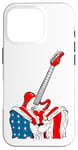 Coque pour iPhone 16 Pro Guitare patriotique Drapeau américain Musicien Rock Concert