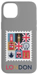 iPhone 14 Plus London Stamp with Iconic Landmarks - London Souvenir Case