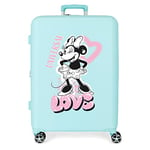 Valise moyenne Disney Minnie Coeur Turquoise 48x70x26 cm ABS rigide Fermeture TSA intégrée 88L 3,98 kg 4 Roulettes doubles