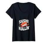 Womens Sushi Rollin - Funny Sushi Chef V-Neck T-Shirt