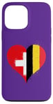 Coque pour iPhone 13 Pro Max Coeur pour Fier Suisse Belge Un Drapeau Belgique Suisse