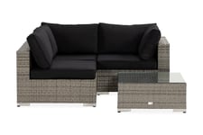 Nordic Outdoor - Bora 4-sits Loungesoffa inkl Divan/Blockbord Grå - Konstrotting / Glas / Textil - Loungegrupp