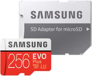 Evo Plus 256 Gb Microsdxc Uhs-I U3 100 Mb/S Full Hd & 4K Uhd Memory Card With Adapter (Mb-Mc256Ga) - Red/White