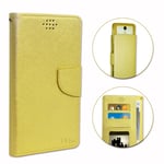 Asus Zenfone Go Zb500kl Etui Housse Folio Or Gold Façon Cuir Texturé Avec Porte Cartes Et Surpiqûres Apparentes By Ph26®