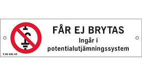 Skylt får inte brytas AL-plåt