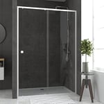 Pack porte de douche coulissante blanc 140x190cm + receveur 90x140 - WHITY SLIDE