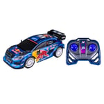 Nikko RC 10393 Night Mode Red Bull M-Sport Ford Puma Hybrid #8 Tänak Voiture télécommandée avec phares LED, 25 cm, télécommande 2,4 GHz, portée de 40 m, pour Enfants à partir de 6 Ans Bleu