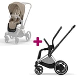 Cybex Châssis poussette ePriam chrome black 2022 + Siège Cozy Beige