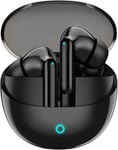 ENC Écouteurs Intra-Auriculaires Bluetooth à réduction de Bruit ¿ Ecouteurs sans Fil Wireless pour Les Voyages Sportifs avec câble de Chargement USB C et Affichage de l'alimentation ¿ Noir