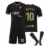 Barcelona tröja 20-21 hem och borta nr 10 Messi match kit svart 28 150-160cm svart svart svart black 28 150-160cm