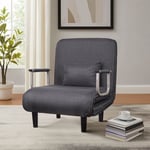 Fauteuil chauffeuse canapé-lit lit d'appoint Dossier Réglable en 5 Positions Gris - Vinteky