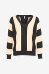 Culture - Tröja cuAnnemarie Stripe V-neck Pullover - Svart