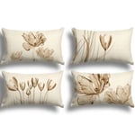 ZWJD Lot de 4 Housse Coussin 30x50 Florale Peinture à l'aquarelle Housses de Coussin Décoratives en Coton Lin Taie Oreiller de Canapé Housse De Coussincarré pour Lit Voiture De La Maison Canapé