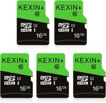 Carte Micro Sd 16 Go Lot De 5 Cartes Micro Sdhc 16Go Uhs-I C10 U1 5 Pièces Microsd Carte Tf Applicable Pour Appareils Photo De Sport, Caméra De Surveillance, Dash Cam[SDK200029]