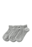 Åhléns Ribbade ankelsockor, 3-pack Grå