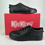 Kickers Tovni Lo Mix Mesh Shoes Black Leather Unisex School UK size 6 - NEW