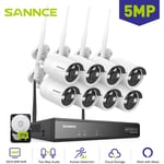 5MP Kit de vidéosurveillance WiFi 8 Caméras Sans Fil Système de Caméra de Sécurité Audio Vision Nocturne,2TB - Sannce