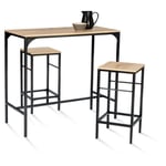 Table haute mange debout + 2 tabourets de bar style industriel 100 cm HOUSTON  