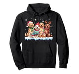 Golden Retriever Dog Lover Santa Hat Reindeer Lights In Snow Pullover Hoodie