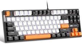 Clavier De Jeu Mécanique À 75 % Avec Interrupteur Jaune, Clavier Rétroéclairé Led Blanc, 87 Touches, Clavier D'Ordinateur Filaire Tkl Compact Pour Ordinateur Portable Windows Et Pc Gamer ¿