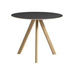 HAY - CPH20 2.0 Table Lacquered Oak Frame Ø90 X H74  Black Linoleum Tabletop Lacquered Edge - Matbord - Ronan & Erwan Bouroullec - Svart - Trä