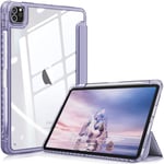 FINTIE Étui Hybride Compatible avec iPad Pro 11" (2022/2021/2020/2018, 4e/3e/2e/1ère génération) – Coque Transparente Ultra Fine Antichoc avec Porte-Crayon, Veille/réveil Automatique, Violet