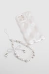 Womens Wavy Pearlised Phone Case With Charm - White - Iphone 12 Pro Max, White