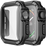 2-pack Robust Skal Kompatibel med Apple Watch 40mm Serie SE/6/5/4 med Härdat Glasskärmsskydd, Militärt Allround Hård TPU Skyddande Skal