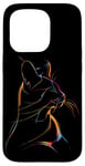 iPhone 15 Pro Vibrant Cat Silhouette Line Drawing Beauty Case