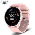 Smart watch Dam Full touch Screen Sport Fitness watch IP67 vattentät Bluetooth För Android iOS Smart watch Hon Silicone pink